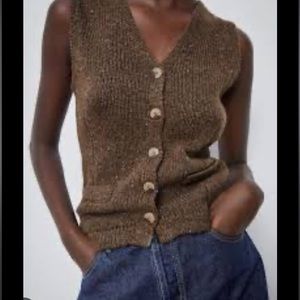 Zara brown knit vest with sweater